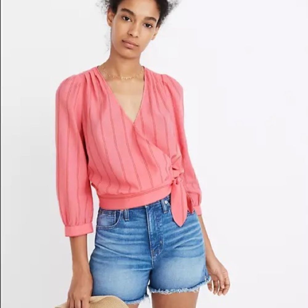 Madewell Wrap Top in Cecilia Stripe